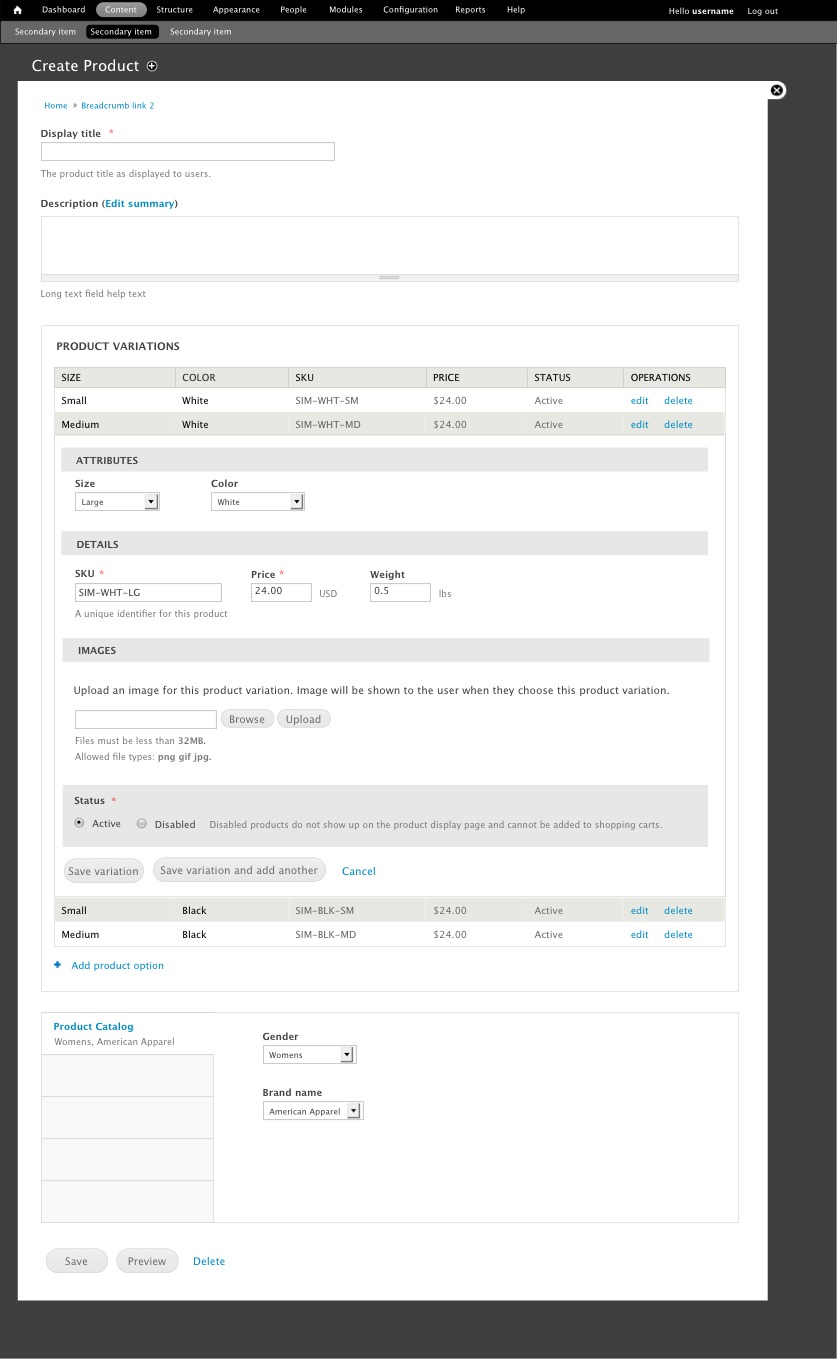 Inline form - edit view